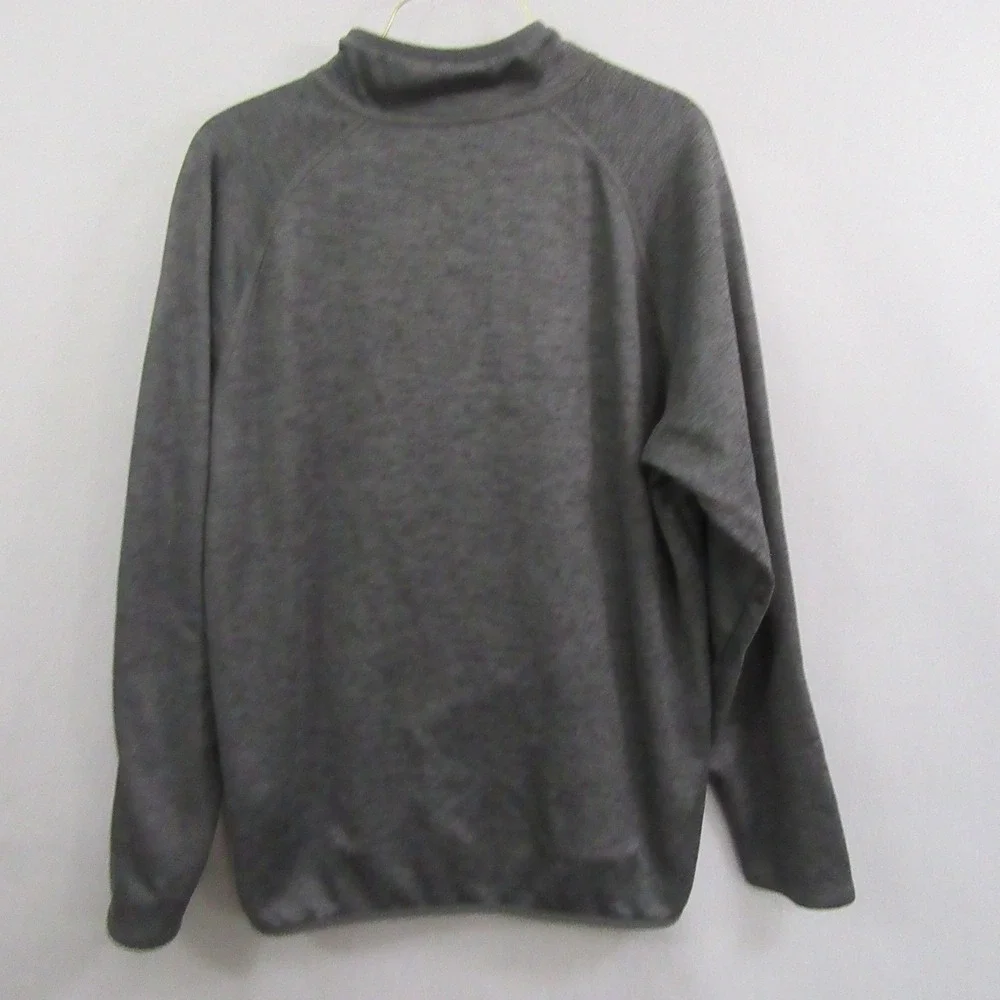 The North Face Mens Fleece Pullover L Gray Stretch 1/4 Zip‎ Pocket Mock Neck